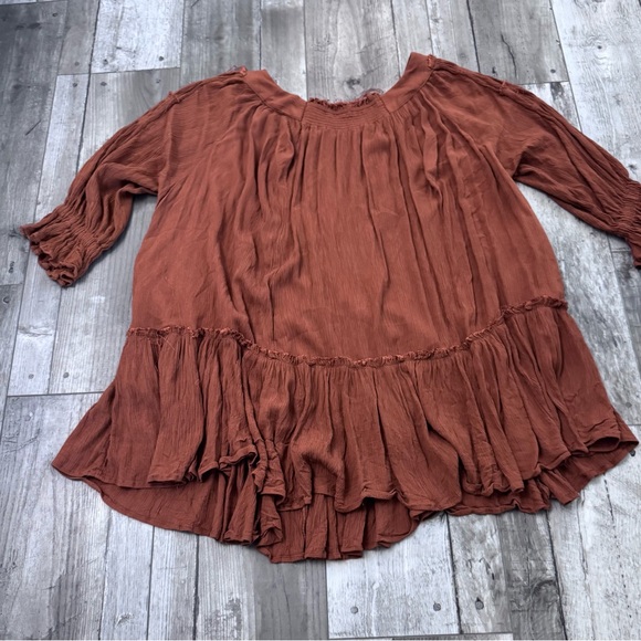 Free People See Ya There Mini Dress Dark Brown On Off Shoulder Bohemian Small - Picture 7 of 7